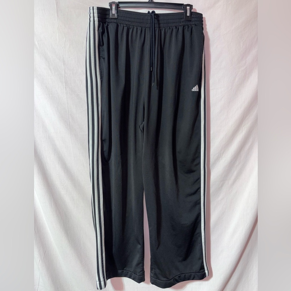 adidas Black Athletic Track Pants with White Logo